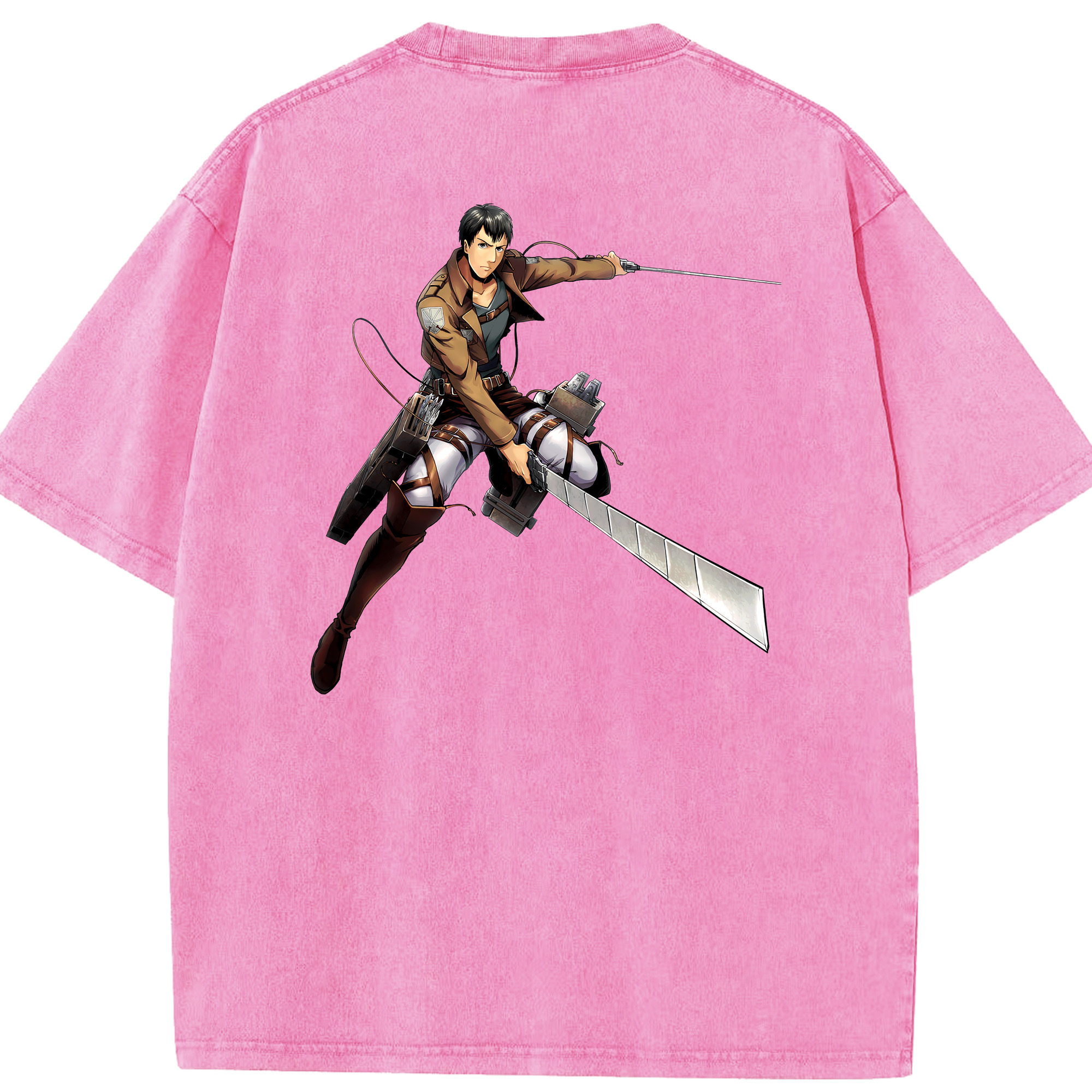 （画像用） 進撃の巨人 ベルトルト・フーバー Attack on Titan Bertholdt Hoover 綿100% ヴィンテージ風 半袖Tシャツ（背面プリント）